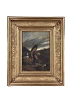 Tableau ancien berger breton, chien et son troupeau signé sv Evariste Luminais - Miniature 7