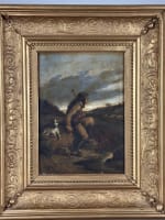 Tableau ancien berger breton, chien et son troupeau signé sv Evariste Luminais - Miniature 8
