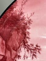 Grand plat ancien porcelaine vache montagne, château ruine Mulhauser Suisse XIXe - Miniature 5