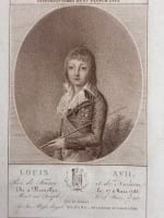 Ancienne gravure portrait Louis XVII roi de France Hourdain royaliste Eckard - Miniature 2