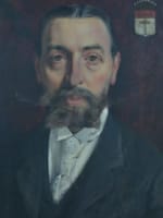 Tableau ancien portrait d'homme dandy blason aristocrate bacchantes sv G. Boldini - Miniature 1