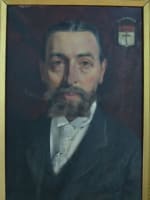 Tableau ancien portrait d'homme dandy blason aristocrate bacchantes sv G. Boldini - Miniature 3