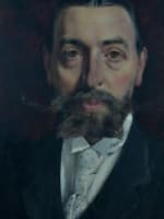 Tableau ancien portrait d'homme dandy blason aristocrate bacchantes sv G. Boldini - Miniature 4