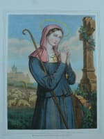 Lithographie couleur religieuse XIXe Sainte Germaine Cousin Manche / Bouasse Lebel - Miniature 1