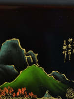 Ancien panneau en laque Viêt Nam Indochine signé Thanh Lê paysage Mékong rare - Miniature 5