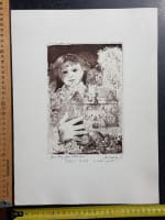 Ancienne gravure 1973 enfant poupée André Goezu école de Paris Judaïca - Miniature 6