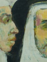 Tableau moderne portrait bonnes soeurs religieuse couvent Blanche Van Parys HST - Miniature 1