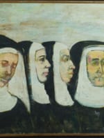 Tableau moderne portrait bonnes soeurs religieuse couvent Blanche Van Parys HST - Miniature 2
