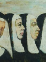 Tableau moderne portrait bonnes soeurs religieuse couvent Blanche Van Parys HST - Miniature 4