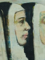 Tableau moderne portrait bonnes soeurs religieuse couvent Blanche Van Parys HST - Miniature 8