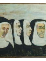 Tableau moderne portrait bonnes soeurs religieuse couvent Blanche Van Parys HST - Miniature 10