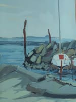 Grand tableau ancien bateau dans le port de Lérat mer Bretagne Michel Maury - Miniature 3