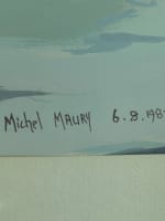 Grand tableau ancien bateau dans le port de Lérat mer Bretagne Michel Maury - Miniature 7