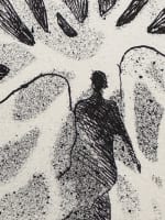 Ancienne gravure 1979 signé André Goezu Homme et oiseaux Judaïca école de Paris - Miniature 2