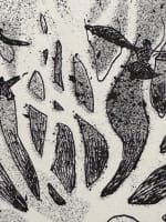 Ancienne gravure 1979 signé André Goezu Homme et oiseaux Judaïca école de Paris - Miniature 5