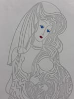 Charmant petit dessin papier portrait de femme Olga Klein-Astrachan Judaïca - Miniature 4