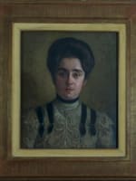 Tableau ancien portrait Art Nouveau jeune femme robe J.P Carré Bordeaux HST 1900 - Miniature 3