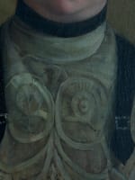 Tableau ancien portrait Art Nouveau jeune femme robe J.P Carré Bordeaux HST 1900 - Miniature 8