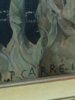 Tableau ancien portrait Art Nouveau jeune femme robe J.P Carré Bordeaux HST 1900 - Miniature 10