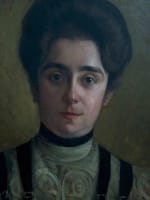 Tableau ancien portrait Art Nouveau jeune femme robe J.P Carré Bordeaux HST 1900 - Miniature 12