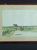 Ancien dessin paysage portrait cycliste à l'entrée d'un village Henri Bréard - Miniature 2