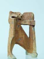 Sculpture design grès minimaliste Lodereau La Borne homme au loup céramique - Miniature 3