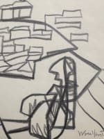 Très beau dessin moderne vue de ville animée Marius Woulfart Judaica Israel - Miniature 6