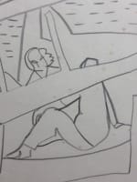 Très beau dessin moderne portrait scène de port cubiste Marius Woulfart - Miniature 2