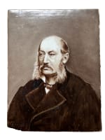 Ancien portrait d'homme plaque de porcelaine Juliette Wytsman XIXe Bruxelles - Miniature 7