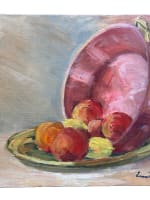 Ancien tableau orientaliste nature morte aux fruits pêches citrons Emile Bou - Miniature 8