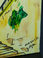 Beau tableau moderne vue de Cordes-sur-Ciel signé Hubert Hujac Toulouse 1972 - Miniature 8