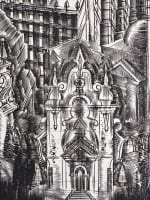 Grande gravure moderne Albert Decaris Ange rayonnant protégeant la cité - Miniature 3