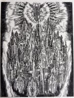 Grande gravure moderne Albert Decaris Ange rayonnant protégeant la cité - Miniature 5