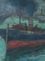 Beau tableau ancien marine Naples bateaux Castel dell'Ovo Vésuve Scognamiglio x2 - Miniature 10