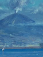 Beau tableau ancien marine Naples bateaux Castel dell'Ovo Vésuve Scognamiglio x2 - Miniature 12