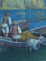 Beau tableau ancien marine Naples bateaux Castel dell'Ovo Vésuve Scognamiglio x2 - Miniature 15