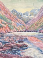 Ancienne aquarelle école pyrénéenne vue du lac de Gaube Cauterets 1920 montagne - Miniature 4