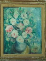 Beau tableau ancien nature morte bouquet de pivoines Palmeiro école de Paris 30' - Miniature 1