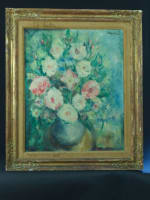 Beau tableau ancien nature morte bouquet de pivoines Palmeiro école de Paris 30' - Miniature 2