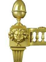 Ancien chenet feu Louis XVI bronze doré tête de Borée vent Zéphir grec R. Osmond - Miniature 2