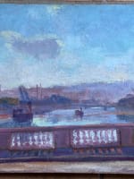 Tableau ancien la Seine à Paris Javel Meudon impressionniste Ed. Sigrist 1900 - Miniature 11