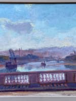 Tableau ancien la Seine à Paris Javel Meudon impressionniste Ed. Sigrist 1900 - Miniature 13