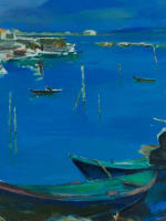 Grand tableau marine étang de Thau Sète bateau Pointe Courte Amanda Bonnieu XXe - Miniature 8