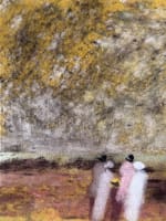 Ancien dessin pastel impressionniste élégante en bord de mer Gabrielle Bellocq - Miniature 4