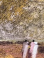 Ancien dessin pastel impressionniste élégante en bord de mer Gabrielle Bellocq - Miniature 6