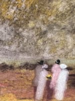 Ancien dessin pastel impressionniste élégante en bord de mer Gabrielle Bellocq - Miniature 10