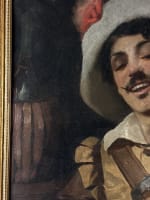 Beau tableau ancien portrait homme musicien luth taverne Nice signé Fasoli XIXe - Miniature 8