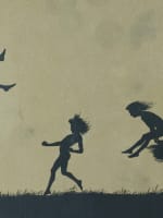 Karl Diefenbach ancienne gravure art nouveau symboliste silhouette enfant 1900 - Miniature 4