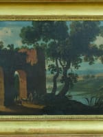 Tableau ancien paysage italien ruine romaine antique animé sv Jan Asselijn XVIIIe - Miniature 1