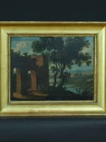 Tableau ancien paysage italien ruine romaine antique animé sv Jan Asselijn XVIIIe - Miniature 3